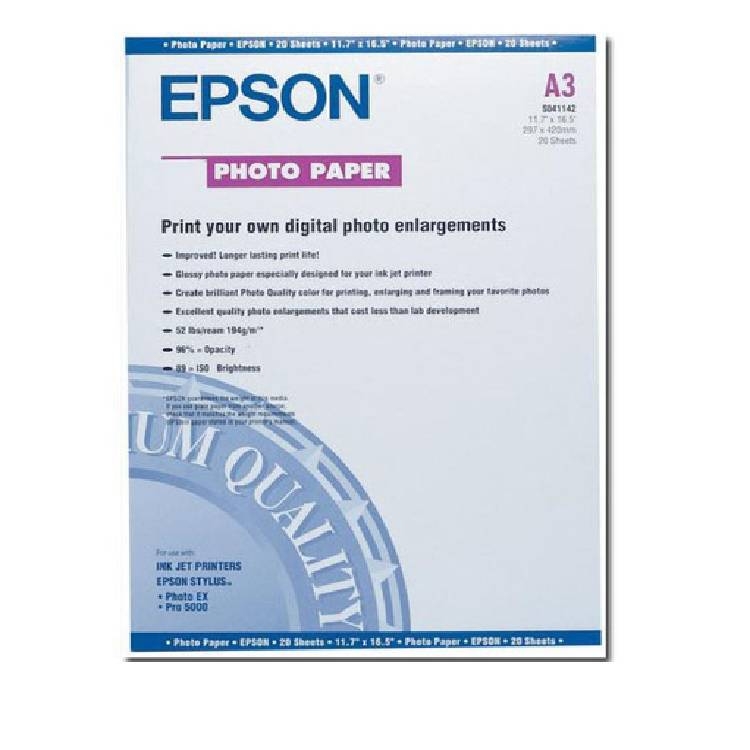 爱普生(EPSON) S041142 A3 194g优质相片纸(20张/包)